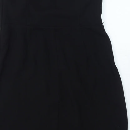 Oasis Womens Black Polyester Mini Size 16 Off the Shoulder Zip