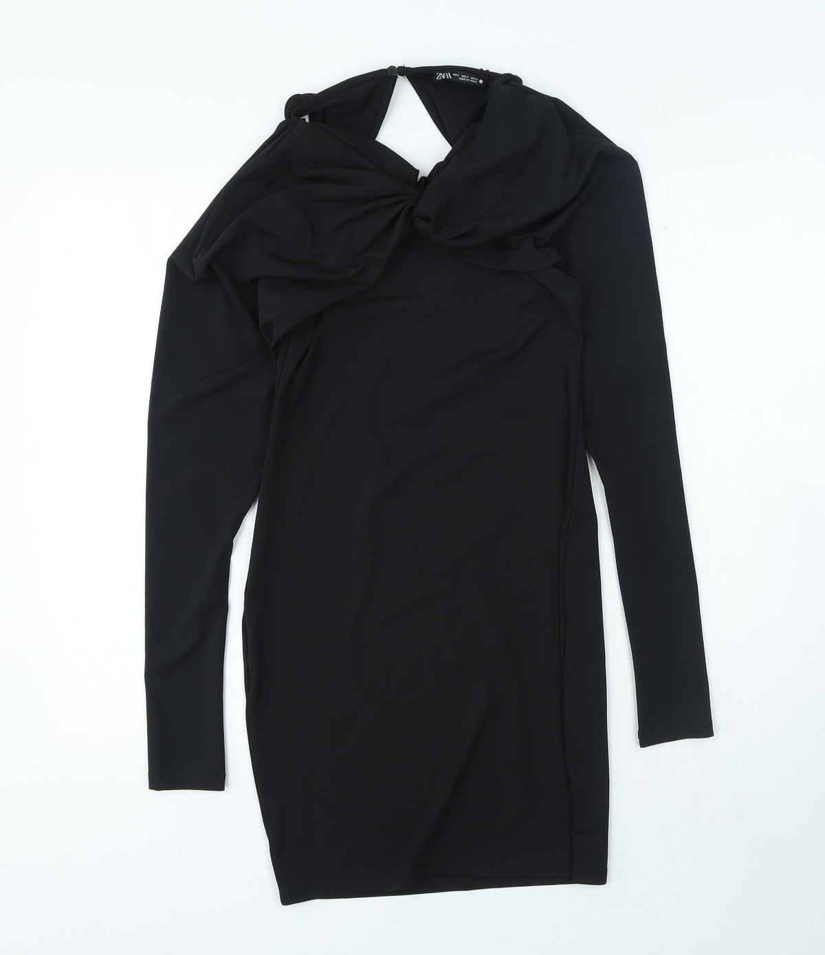 Zara Womens Black Polyester Mini Size S Round Neck Pullover