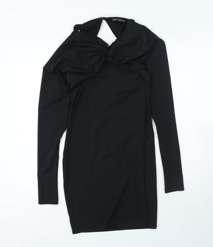 Zara Womens Black Polyester Mini Size S Round Neck Pullover
