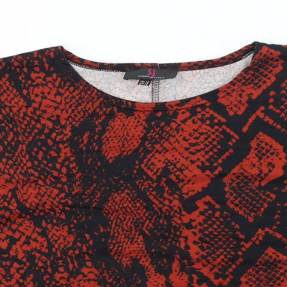 Womens UK Size 12 Simon Jeffrey Red Basic T-Shirt