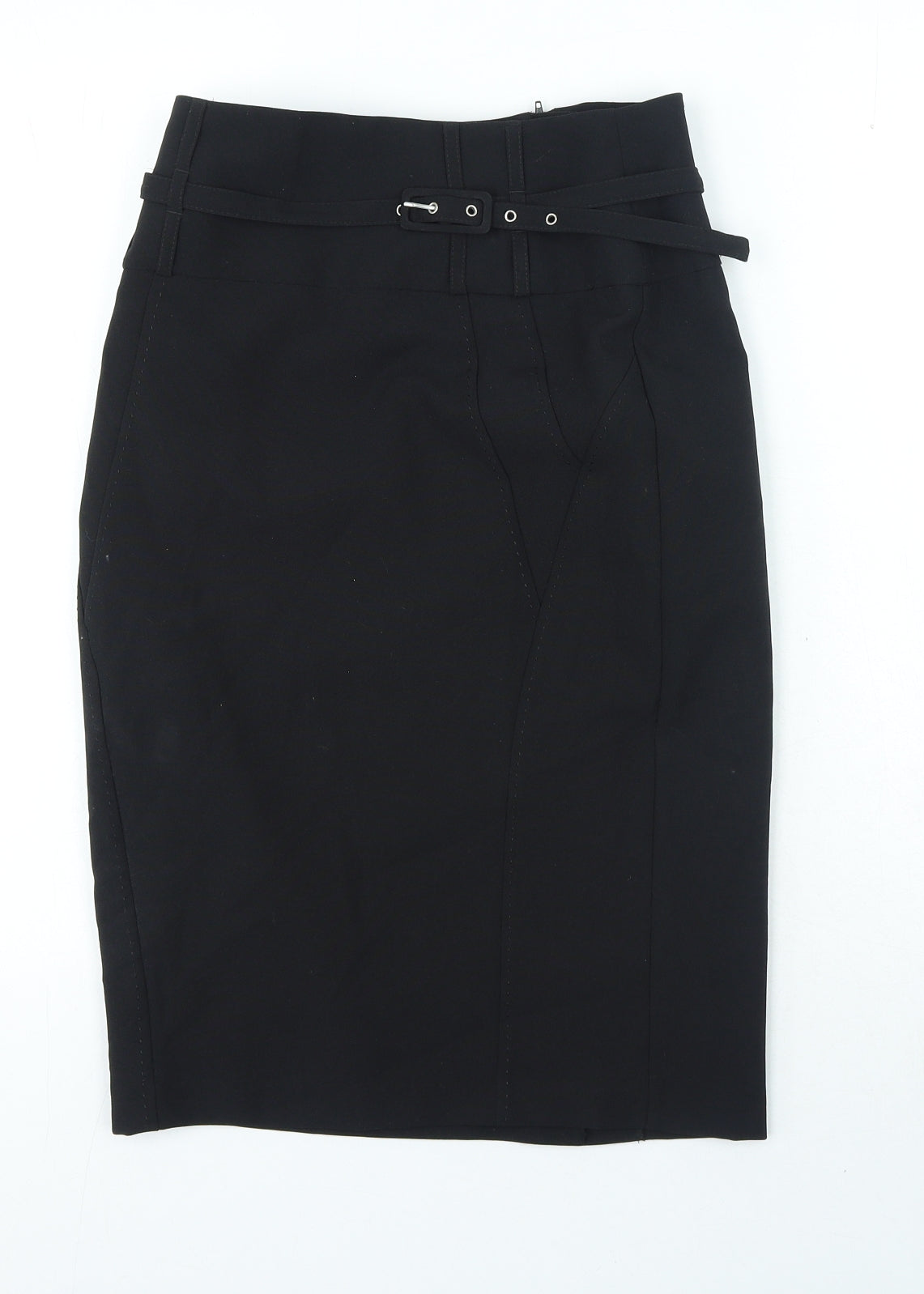 Atmosphere Womens Black Polyester Straight & Pencil Skirt Size 8 Zip - Belted
