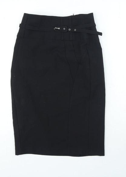 Atmosphere Womens Black Polyester Straight & Pencil Skirt Size 8 Zip - Belted