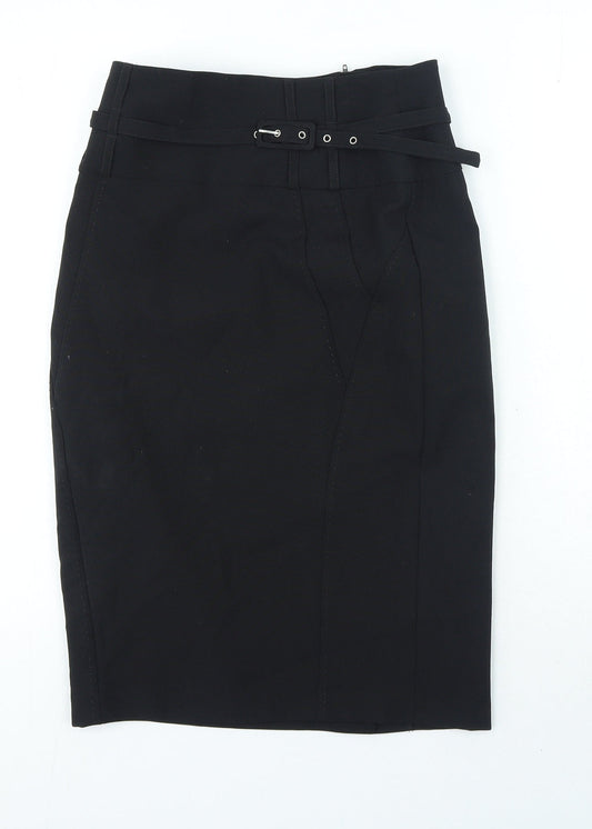 Atmosphere Womens Black Polyester Straight & Pencil Skirt Size 8 Zip - Belted