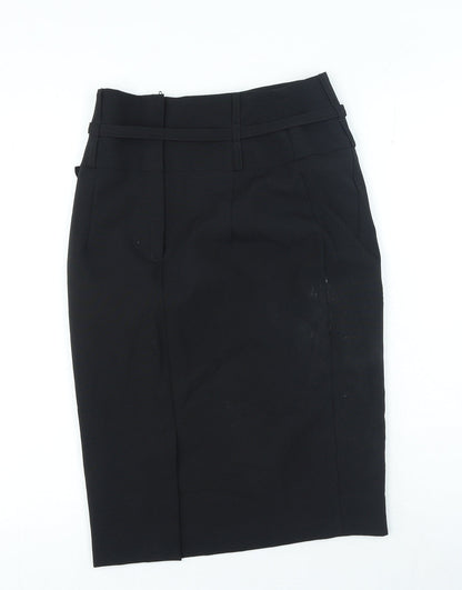 Atmosphere Womens Black Polyester Straight & Pencil Skirt Size 8 Zip - Belted
