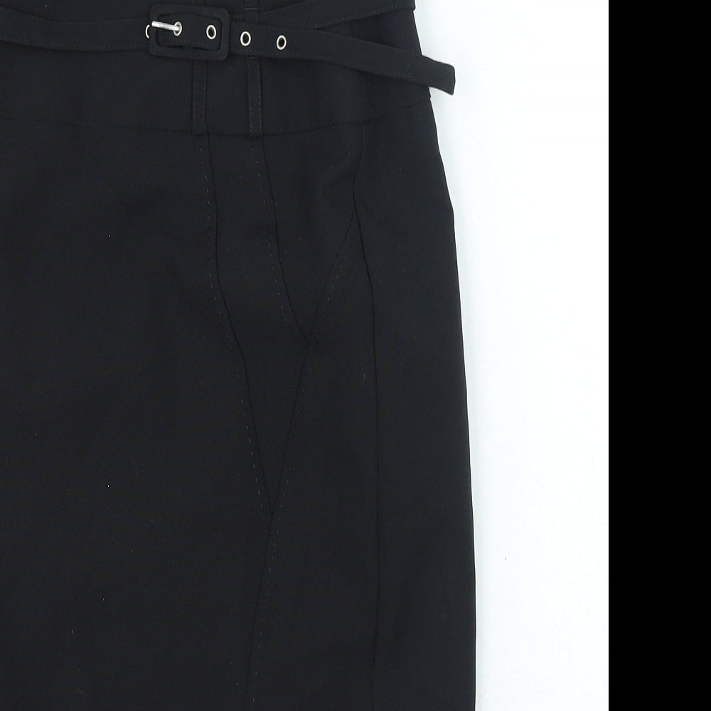 Atmosphere Womens Black Polyester Straight & Pencil Skirt Size 8 Zip - Belted