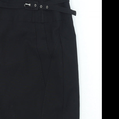Atmosphere Womens Black Polyester Straight & Pencil Skirt Size 8 Zip - Belted