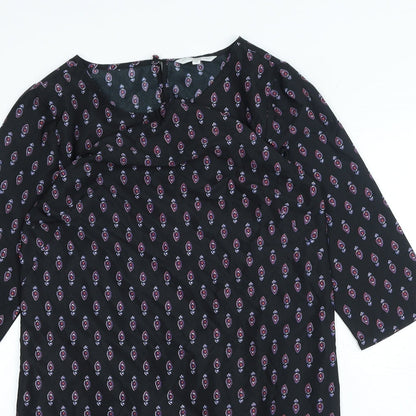 New Look Womens Multicoloured Geometric Polyester Sheath Size 10 Round Neck Button