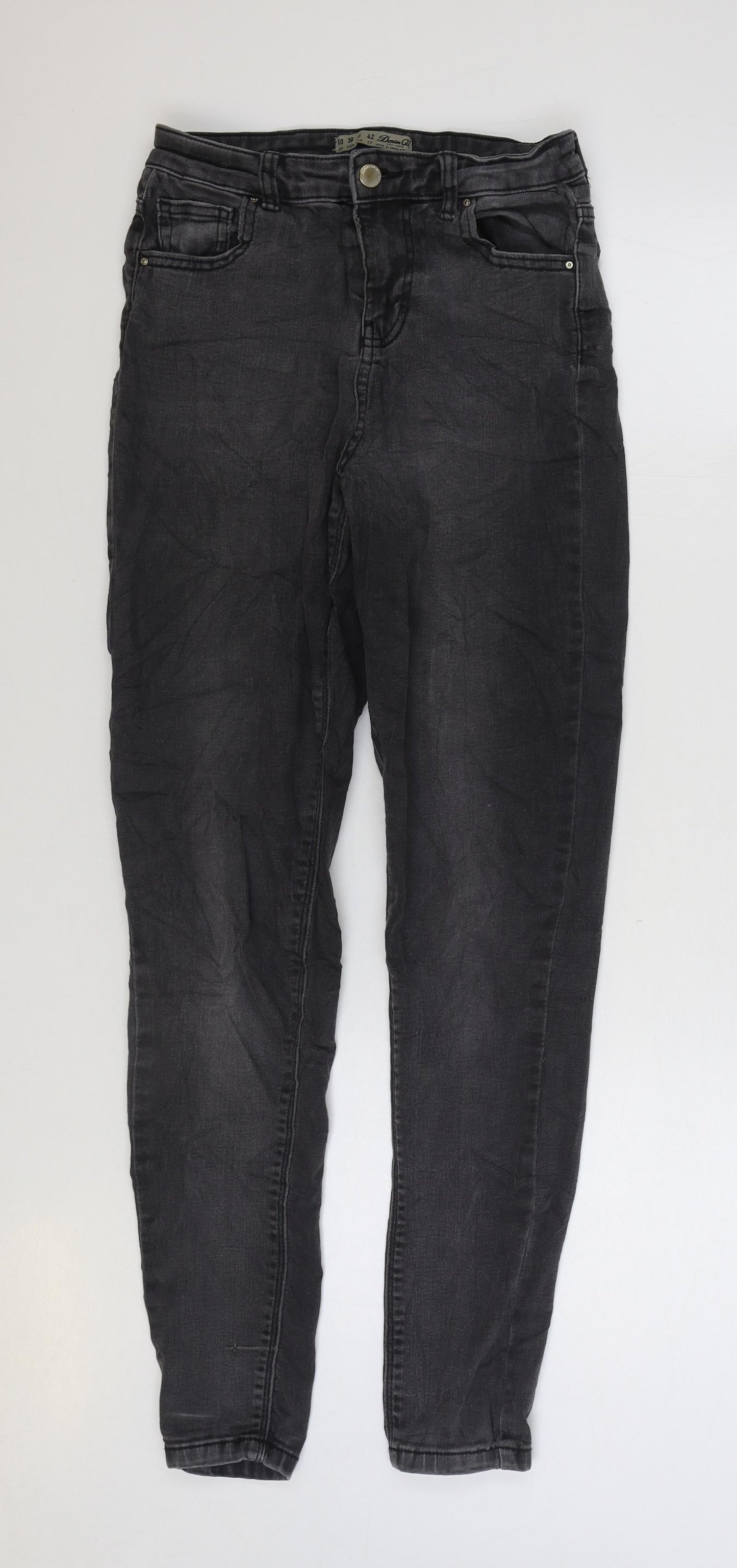 Denim & Co. Womens Black Cotton Straight Jeans Size 10 L27 in Regular Zip