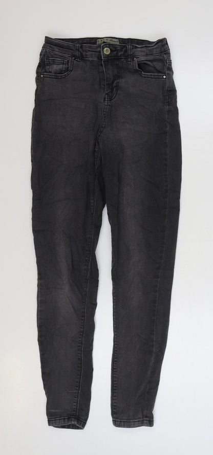 Denim & Co. Womens Black Cotton Straight Jeans Size 10 L27 in Regular Zip