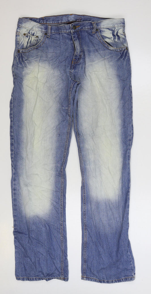 Denim & Co. Womens Blue Cotton Straight Jeans Size 38 in L34 in Regular Zip