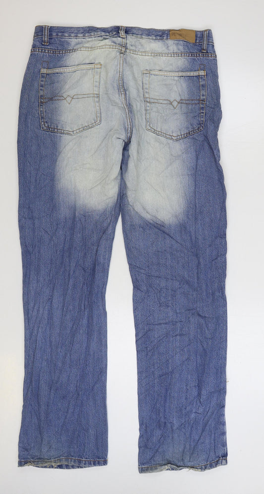 Denim & Co. Womens Blue Cotton Straight Jeans Size 38 in L34 in Regular Zip