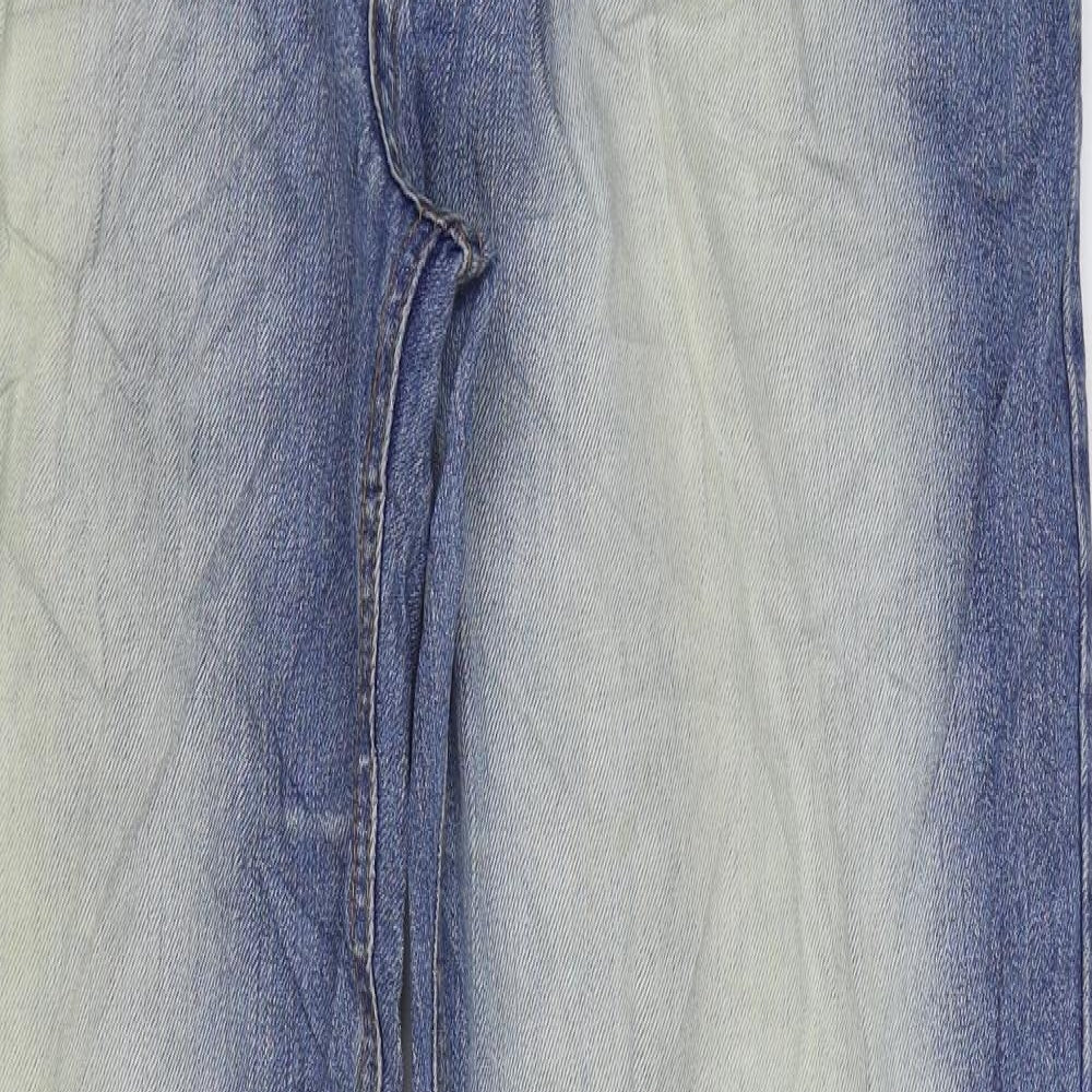 Denim & Co. Womens Blue Cotton Straight Jeans Size 38 in L34 in Regular Zip