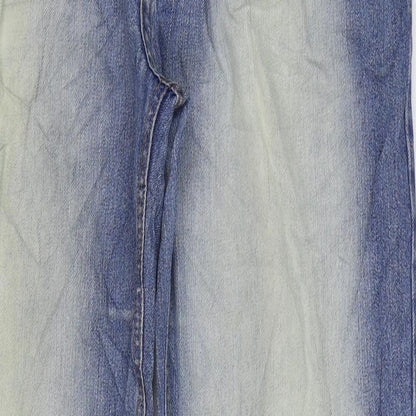 Denim & Co. Womens Blue Cotton Straight Jeans Size 38 in L34 in Regular Zip