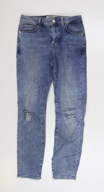 New Look Womens Blue Cotton Skinny Jeans Size 8 L25 in Regular Zip