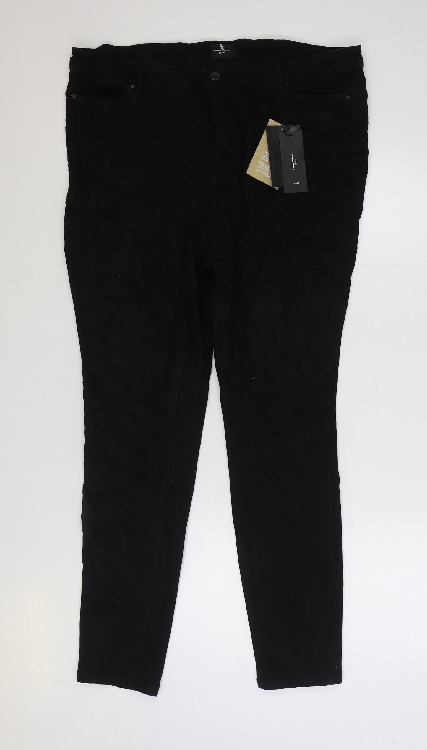 VERO MODA Womens Black Cotton Jegging Jeans Size 22 L30 in Regular Zip