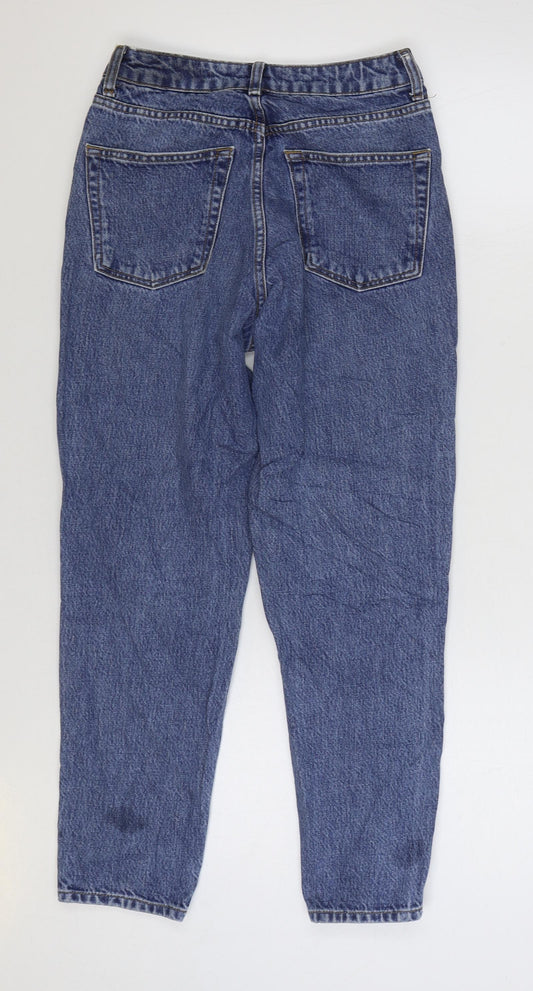 Topshop Womens Blue Cotton Mom Jeans Size 25 in L30 in Regular Zip