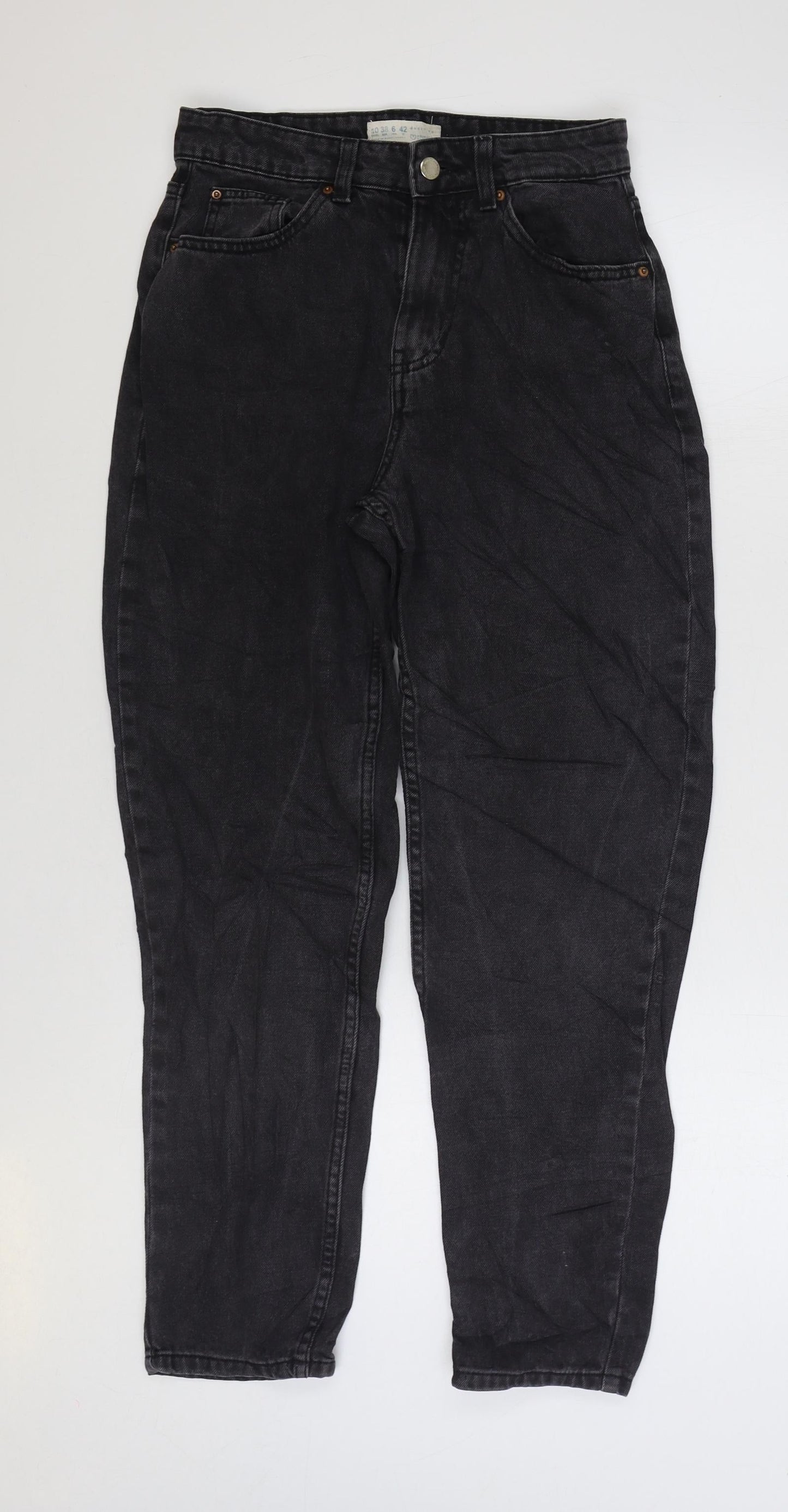 Denim & Co. Womens Black Cotton Straight Jeans Size 10 L27 in Regular Zip