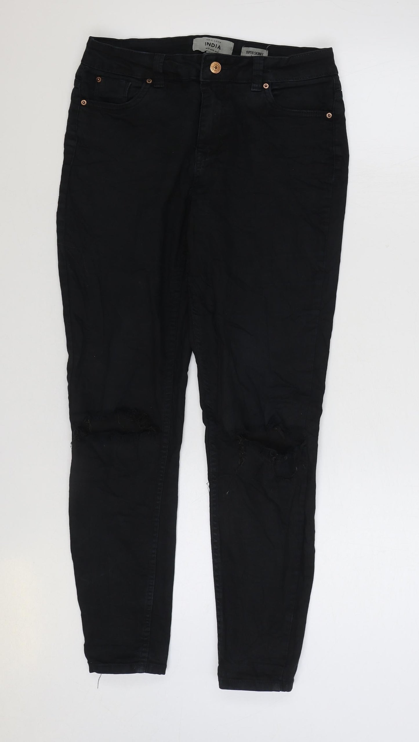 New Look Womens Black Cotton Skinny Jeans Size 10 L27 in Regular Zip