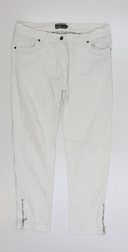 Heart & Soul Womens White Cotton Straight Jeans Size 12 L26 in Regular Zip