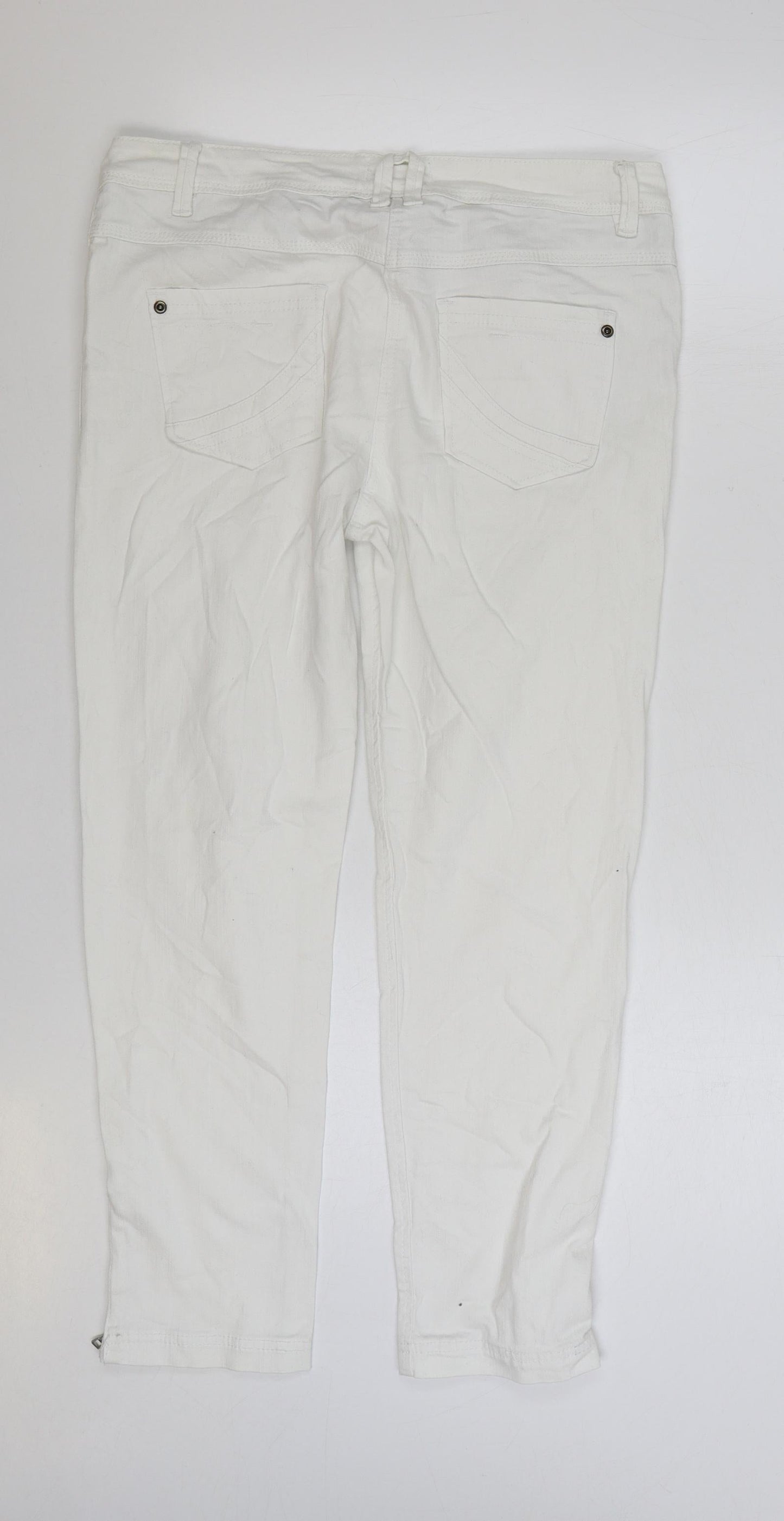 Heart & Soul Womens White Cotton Straight Jeans Size 12 L26 in Regular Zip