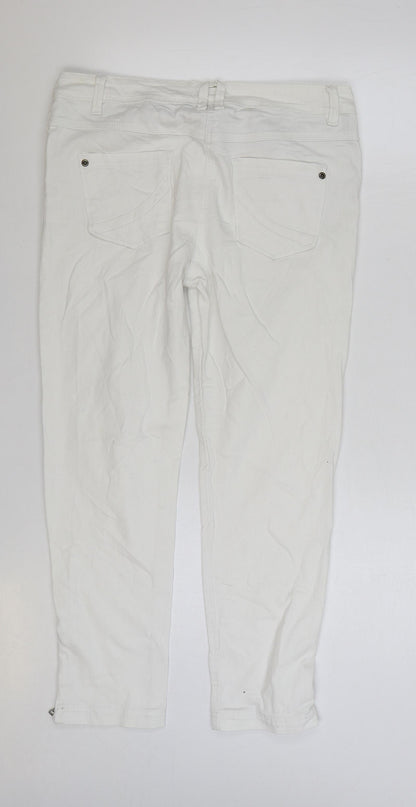 Heart & Soul Womens White Cotton Straight Jeans Size 12 L26 in Regular Zip