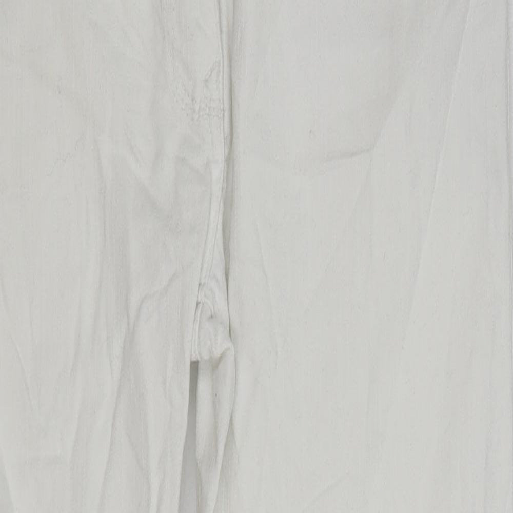 Heart & Soul Womens White Cotton Straight Jeans Size 12 L26 in Regular Zip