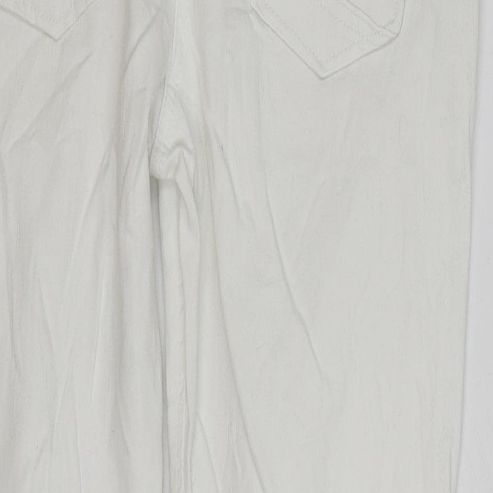 Heart & Soul Womens White Cotton Straight Jeans Size 12 L26 in Regular Zip