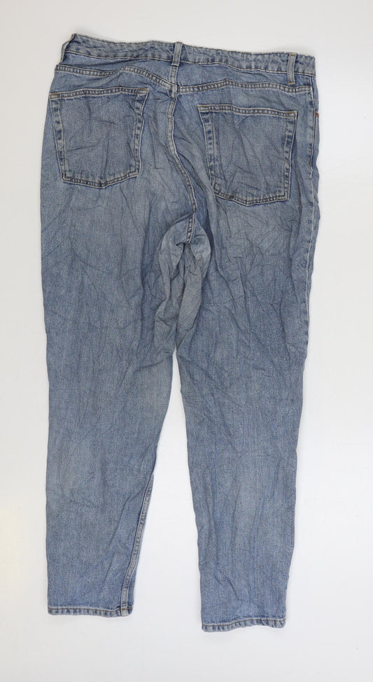 Topshop Womens Blue Cotton Mom Jeans Size 32 in L32 in Regular Zip