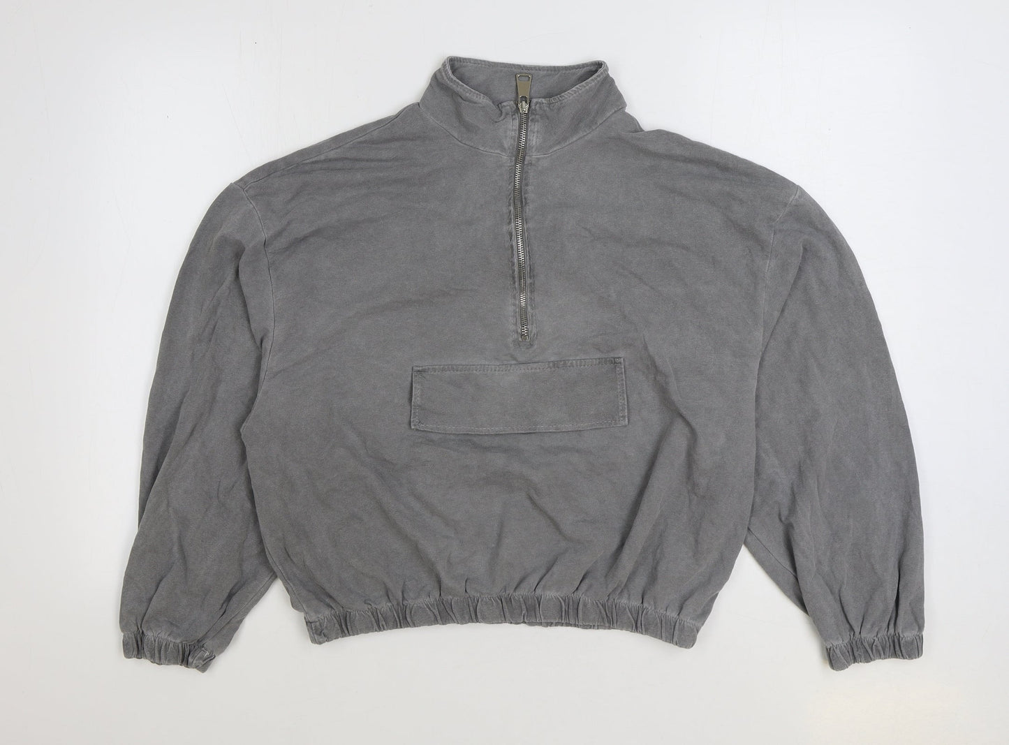 Made in Italy Womens Grey Cotton Pullover Sweatshirt Size M Zip - Cropped