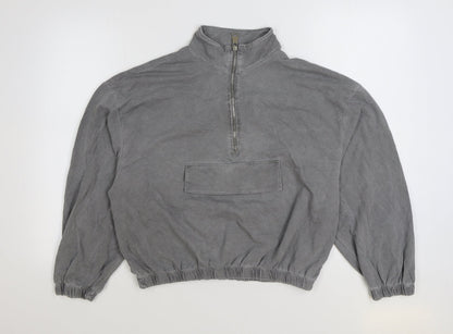 Made in Italy Womens Grey Cotton Pullover Sweatshirt Size M Zip - Cropped
