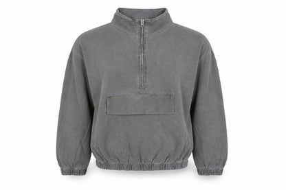 Made in Italy Womens Grey Cotton Pullover Sweatshirt Size M Zip - Cropped