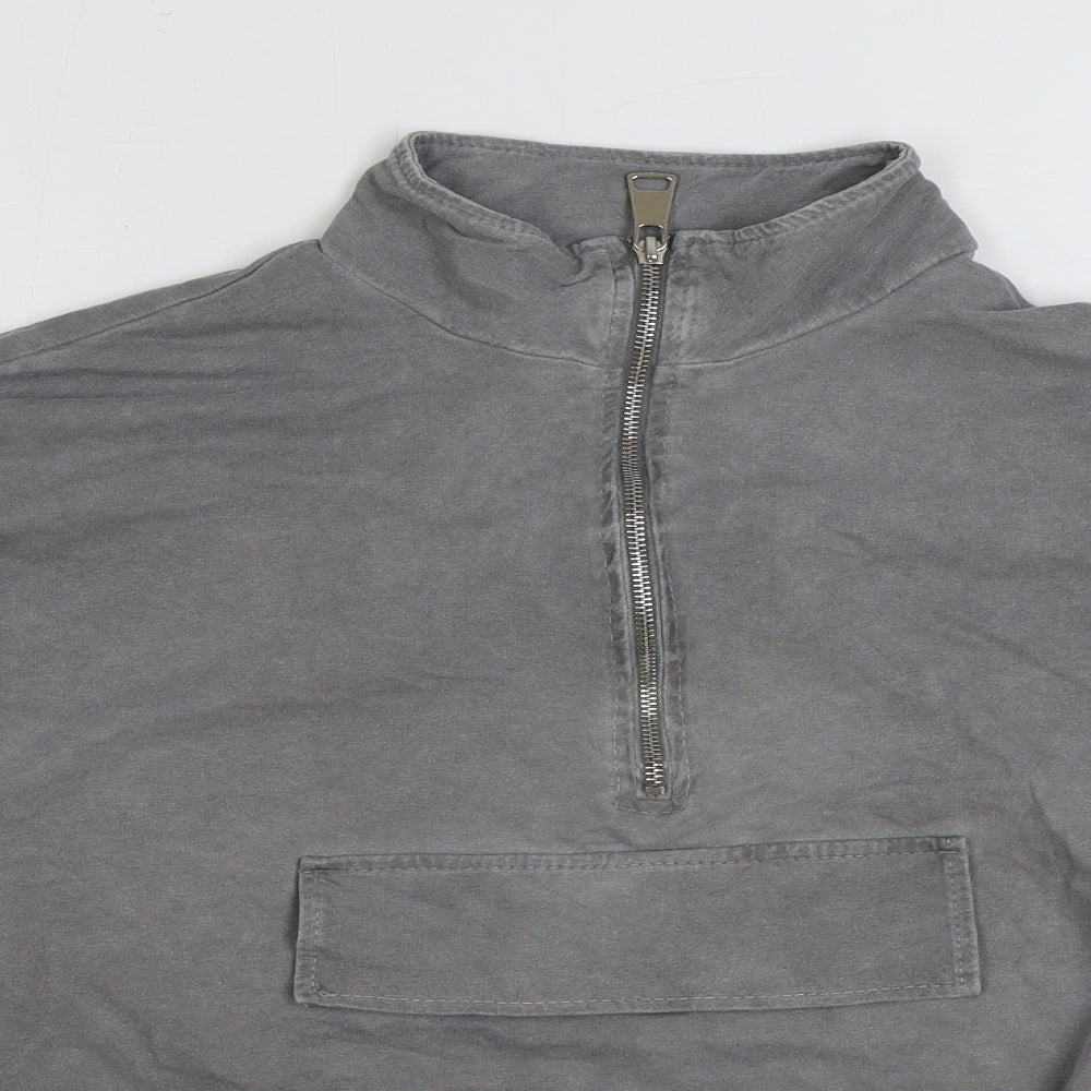 Made in Italy Womens Grey Cotton Pullover Sweatshirt Size M Zip - Cropped