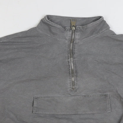 Made in Italy Womens Grey Cotton Pullover Sweatshirt Size M Zip - Cropped