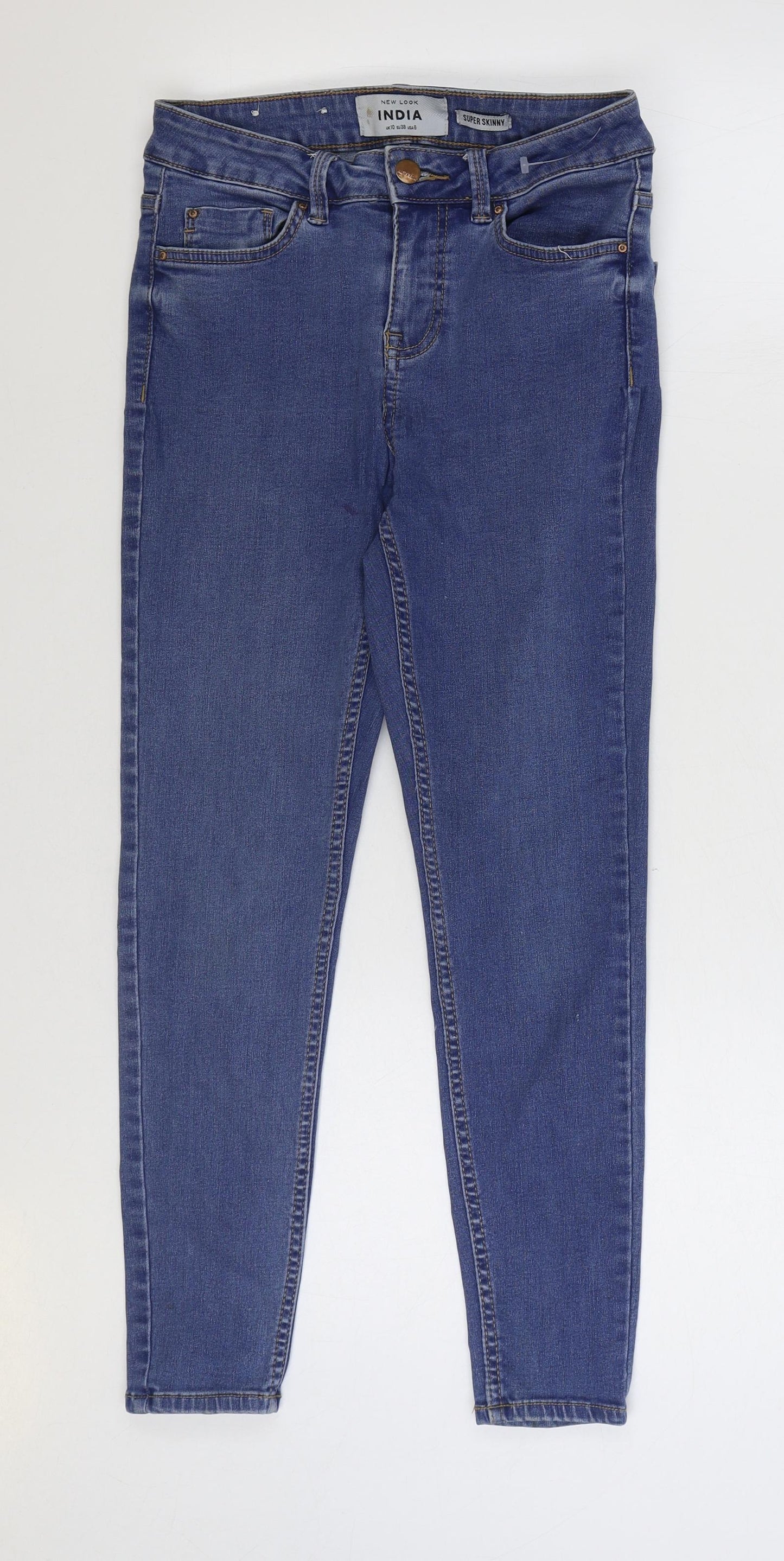 New Look Womens Blue Cotton Skinny Jeans Size 10 L23 in Regular Zip