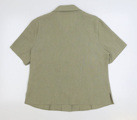 EWM Womens Beige Polyester Basic Button-Up Size 16 Collared