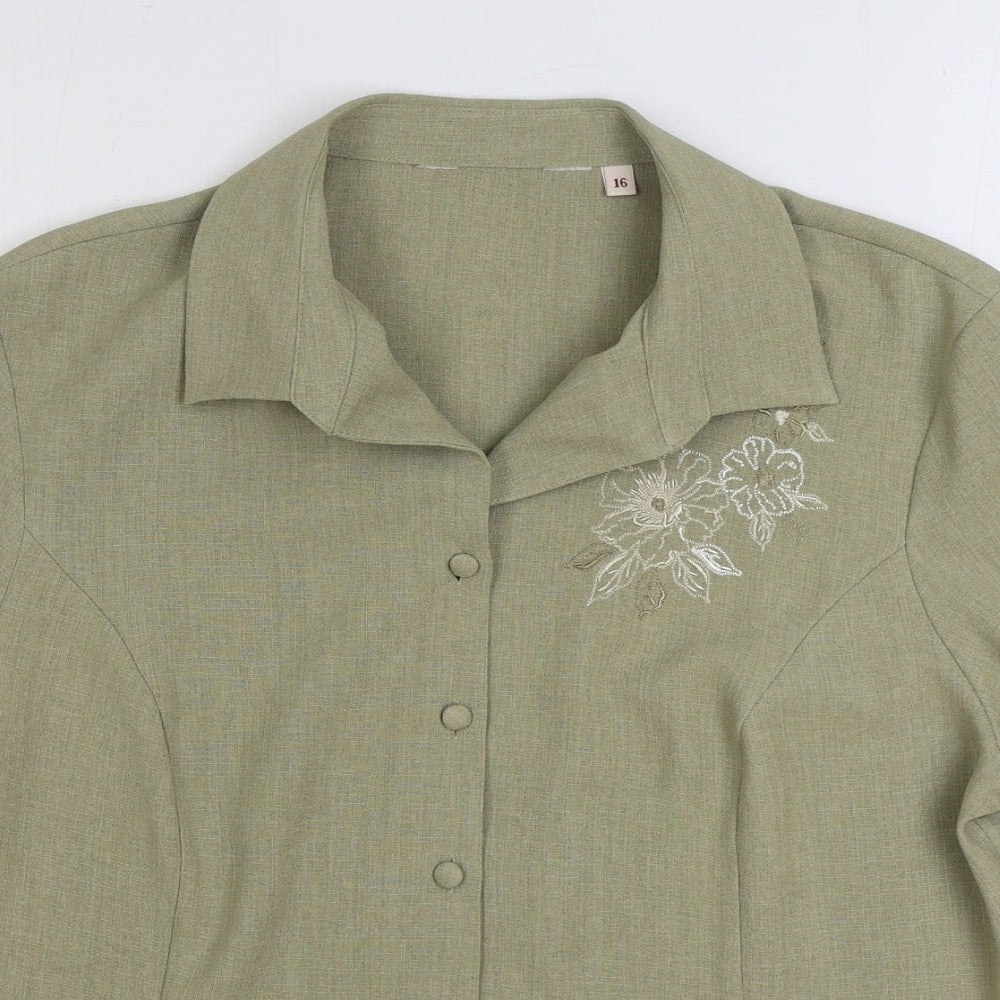 Womens UK Size 16 EWM Beige Basic Button-Up