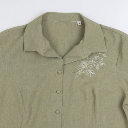 Womens UK Size 16 EWM Beige Basic Button-Up