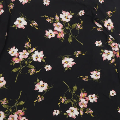 NB Avenue Womens Black Floral Polyester Tunic Blouse Size L Off the Shoulder