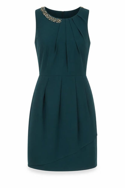 Oasis Womens Green Polyester A-Line Size 10 Round Neck Zip