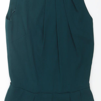 Oasis Womens Green Polyester A-Line Size 10 Round Neck Zip