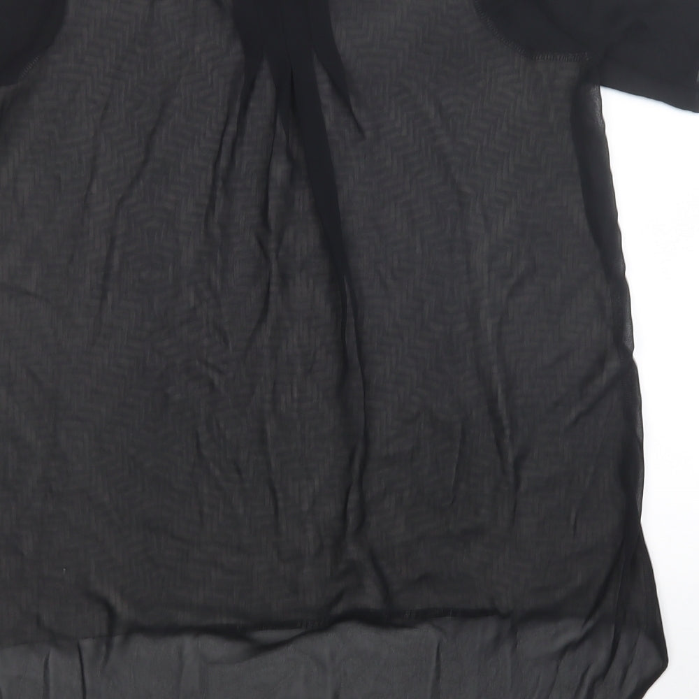 George Womens Black Geometric Polyester Jersey Blouse Size 10 Round Neck