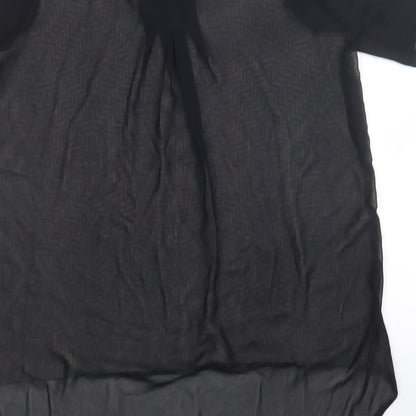 George Womens Black Geometric Polyester Jersey Blouse Size 10 Round Neck