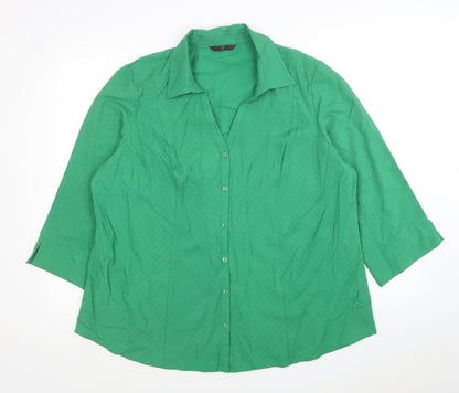 Womens UK Size 20 Arcadia Green Jersey Button-Up