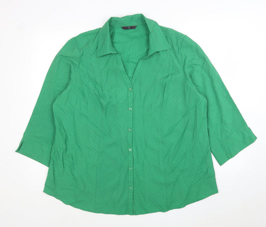 Womens UK Size 20 Arcadia Green Jersey Button-Up
