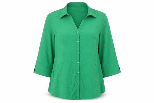 Womens UK Size 20 Arcadia Green Jersey Button-Up