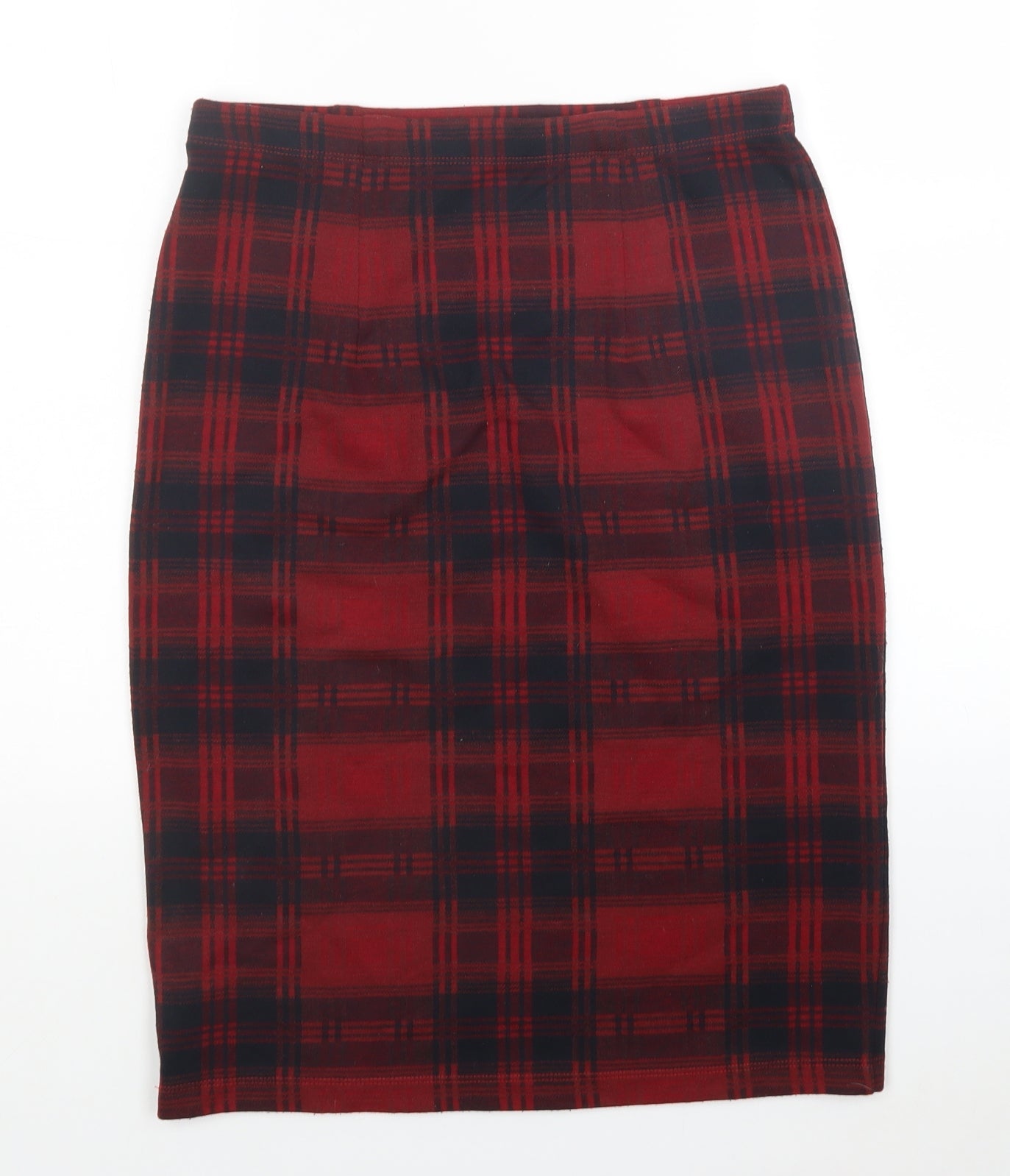 TU Womens Red Plaid Polyester A-Line Skirt Size 10