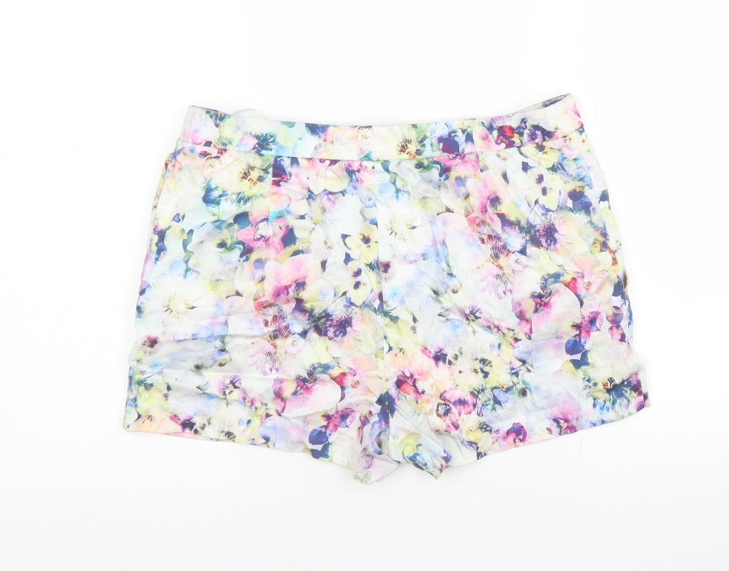 Forever New Womens Multicoloured Floral Cotton Hot Pants Shorts Size 10 L3 in Regular Button