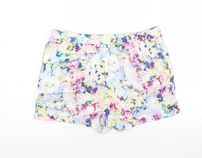 Forever New Womens Multicoloured Floral Cotton Hot Pants Shorts Size 10 L3 in Regular Button
