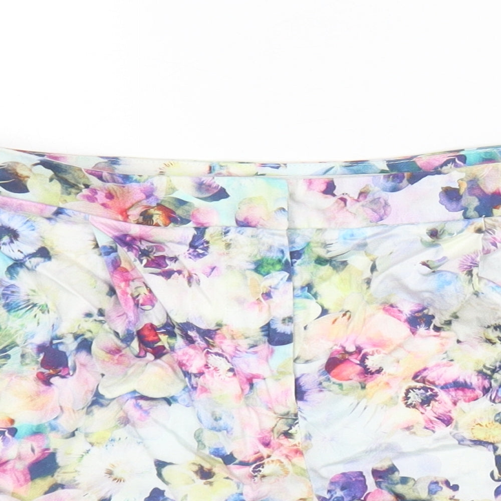 Forever New Womens Multicoloured Floral Cotton Hot Pants Shorts Size 10 L3 in Regular Button