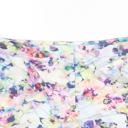 Forever New Womens Multicoloured Floral Cotton Hot Pants Shorts Size 10 L3 in Regular Button